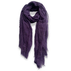 guiyal Cotton Blend Vintage Soft Scarf With Fringed Edges, Crinkle Dark Purple, 70*35''