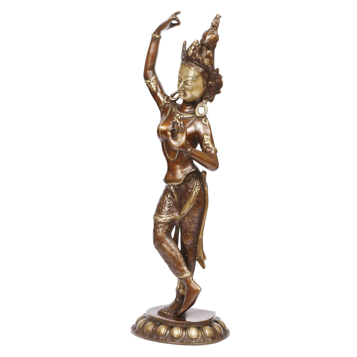 ARTVARKO Big Brass Goddess Tara Standing Statue Tara Statue for Health Happiness Wealth Dancing Idol Home Decor Height 20 Inch