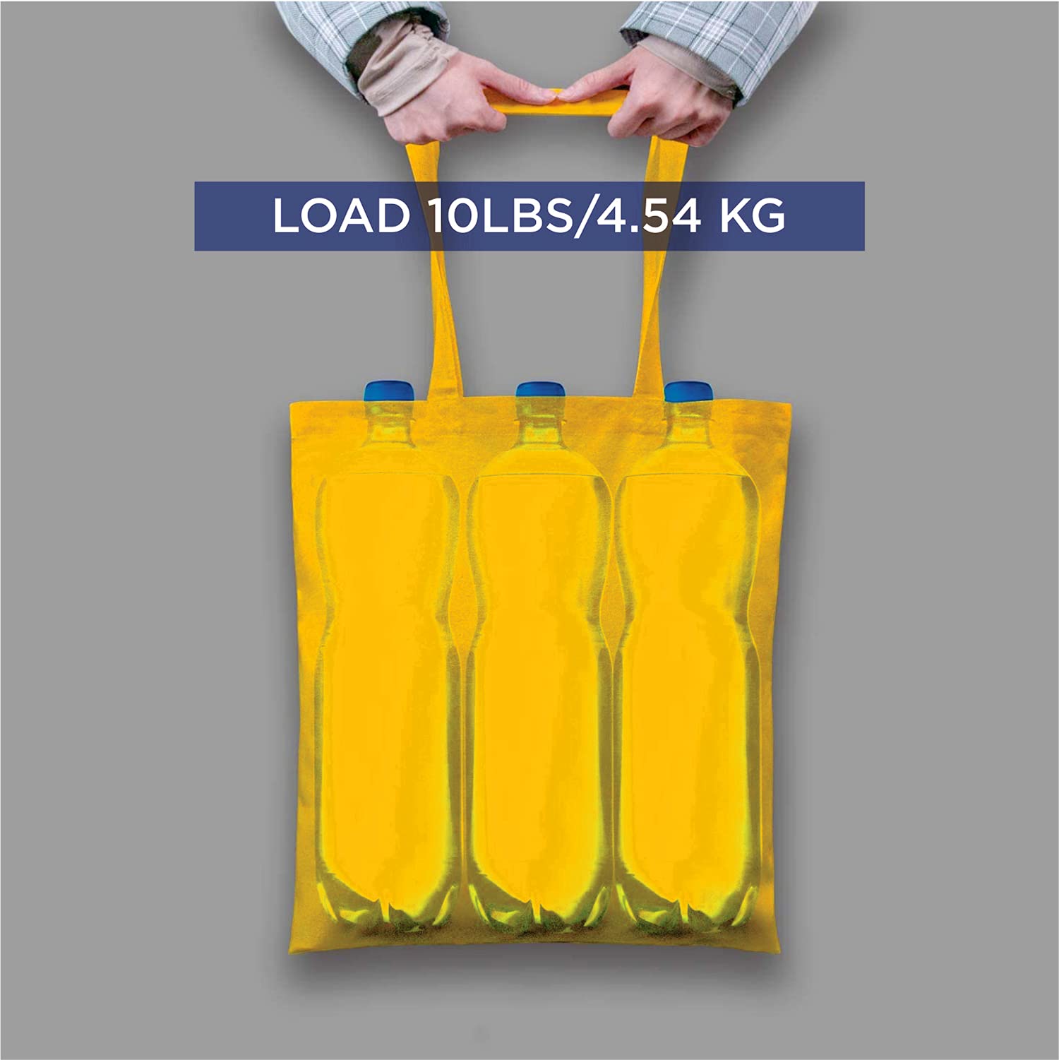 Lify Cotton Canvas Tote Bags Bulk Shopping Bag for Crafts, DIY Reusable Grocery Bag, 14 X 16 Inch – 3 Piece Pack (Yellow- 3Pcs, 14’’ (35.56 CM) x 16’’ (40.64 CM))