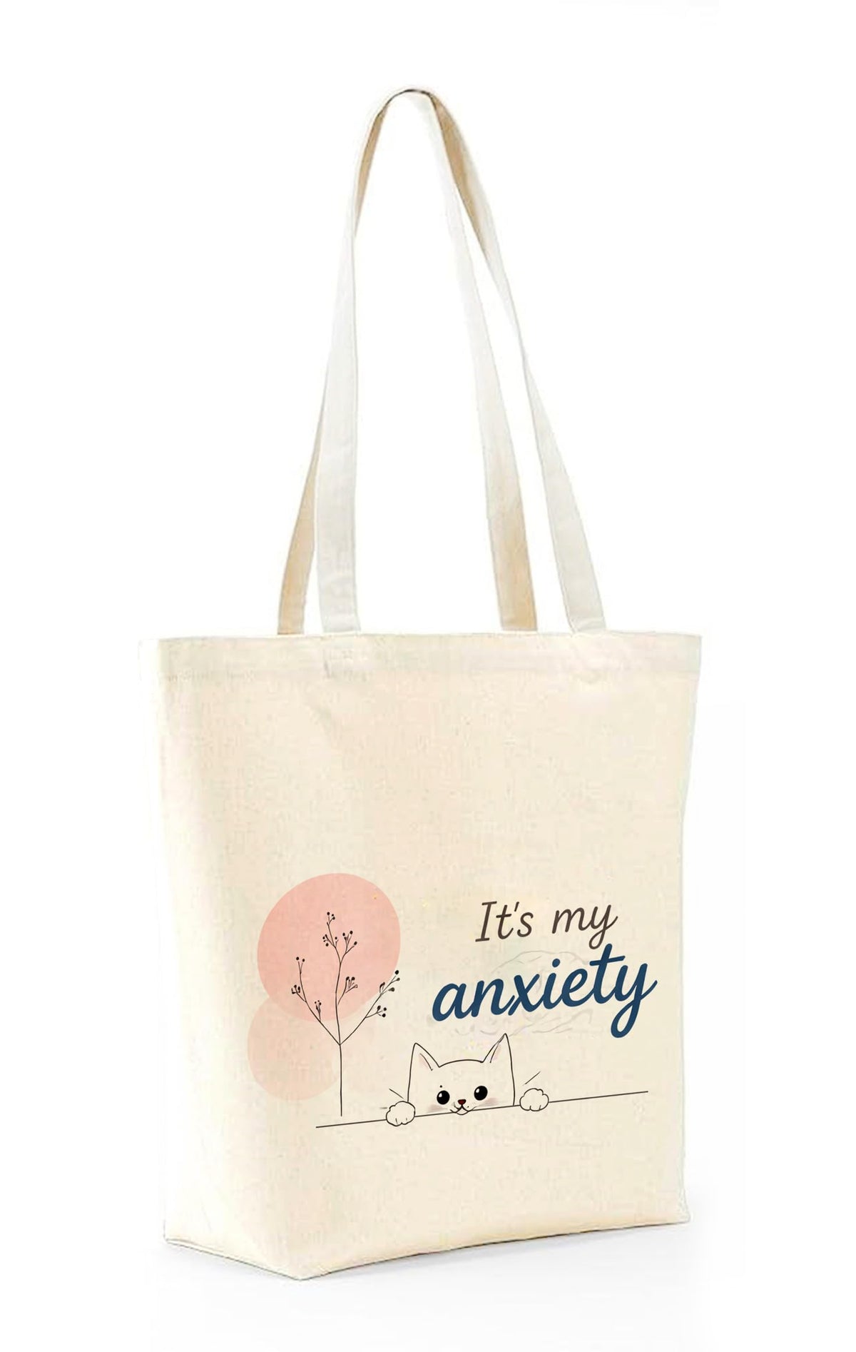 Heu Cute Cat Printed Canvas Tote Bag | Eco-Friendly Reusable Cotton Shoulder Bag | Funny Quote Aesthetic Shopping Tote for Women & Men