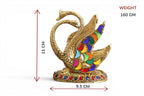 Kridaykraft Luxury Aluminium Metal Swan Tissue Holder Stand Pair | Decorative Meenakari Stone Work Napkin Organizer for Kitchen, Dining Room, and Gifting | Royal Golden Finish (Pack of 2)