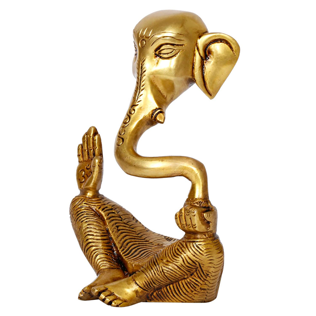 ARTVARKO Brass Trunk Ganesha Idol Ganesh Statue in Modern Art for Home Office Desk Diwali Gift Pooja House Entrance Showpiece Gifting 6 Inches