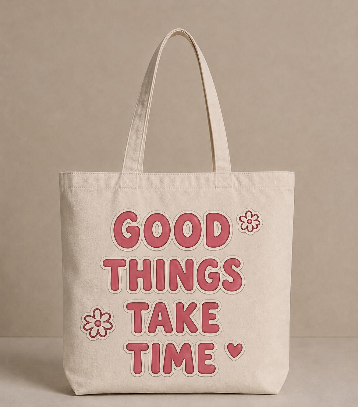 Supadaa Large Canvas Tote Bag For Women With Zipper Premium Cotton Shoulder Handbag Reusable Shopping Office College Travel Beach Grocery Bag (Good Time)