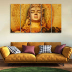 VIBECRAFTS Spiritual Shiva Canvas Wall Painting of Five Pieces For Home|Office|Living Room|Gift (PTVC5Pcs4_8731)