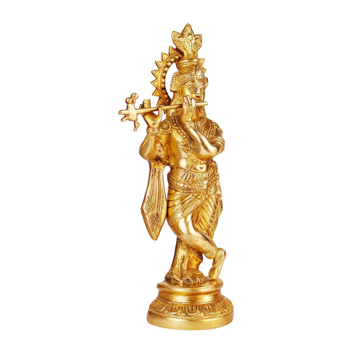 SVARUP Brass Lord Murli Manohar Krishna Krishan Statue Murti Gift Home Décor Puja Temple Height 15 Inches
