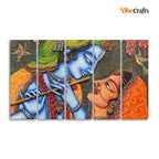 VIBECRAFTS Beautiful Radha Krishna Five Pieces Wall Painting For Home|Office|Living Room|Gift (PTVC5Pcs4_8648)
