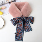 FabNext - Winter Fur Collar Neck Warmer For Women Cold Weather Fashion Neck Shrug tie Faux Fur Scarf For Coat Dress (Pink, Free Size)