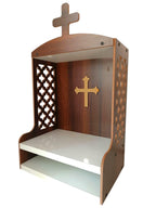 Beautiful Christian Golden Cross Temple, Home Temple, Decorative Wooden Jali Cross Temple, Home and Office Wall Mount Temple, Brown and White