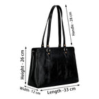 RICHSIGN LEATHER ACCESSORIES Full Grain Natural Leather Top Handle Satchel Tote Handbags & Shoulder Bags For Women Office (Dimension- L-13 X H-10 x W- 4 Inch | Weight- 0.7 KG / 700 GR (BLACK)