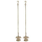 Artvarko Brass Hanging Peacock Diya Pair with Chain Deepak Deepam Hanger Large Oil Lamp 16 Inches