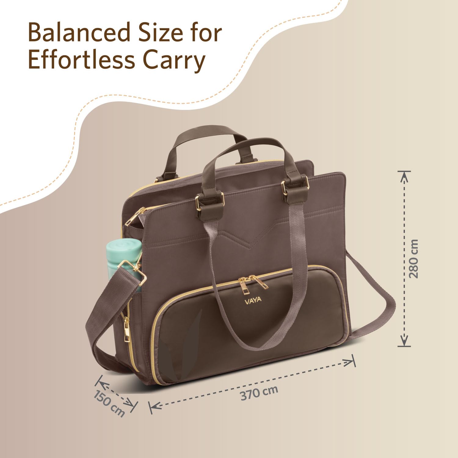 VAYA Zaelia Office Tote Bag for Women with Insulated Lunch Storage, Laptop Bag with Removable Shoulder Strap, Stylish for Work & Travel