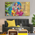 VIBECRAFTS Beautiful Wall Painting of Radha Krishna Set of Five Pieces For Home|Office|Living Room|Gift (PTVC5Pcs4_8728)