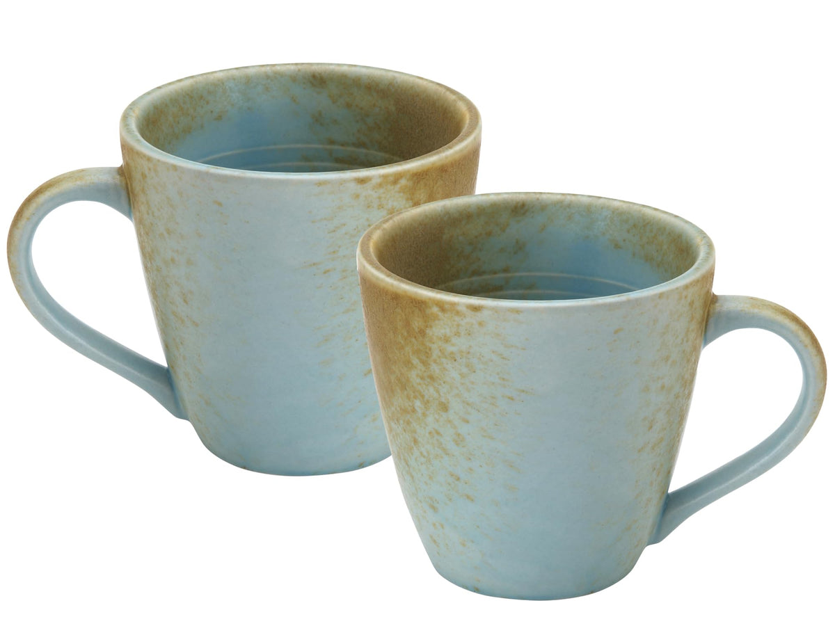 Bodhi House Handmade Ceramic Coffee Mug, Pack of 2, 350Ml, Turquoise Copper