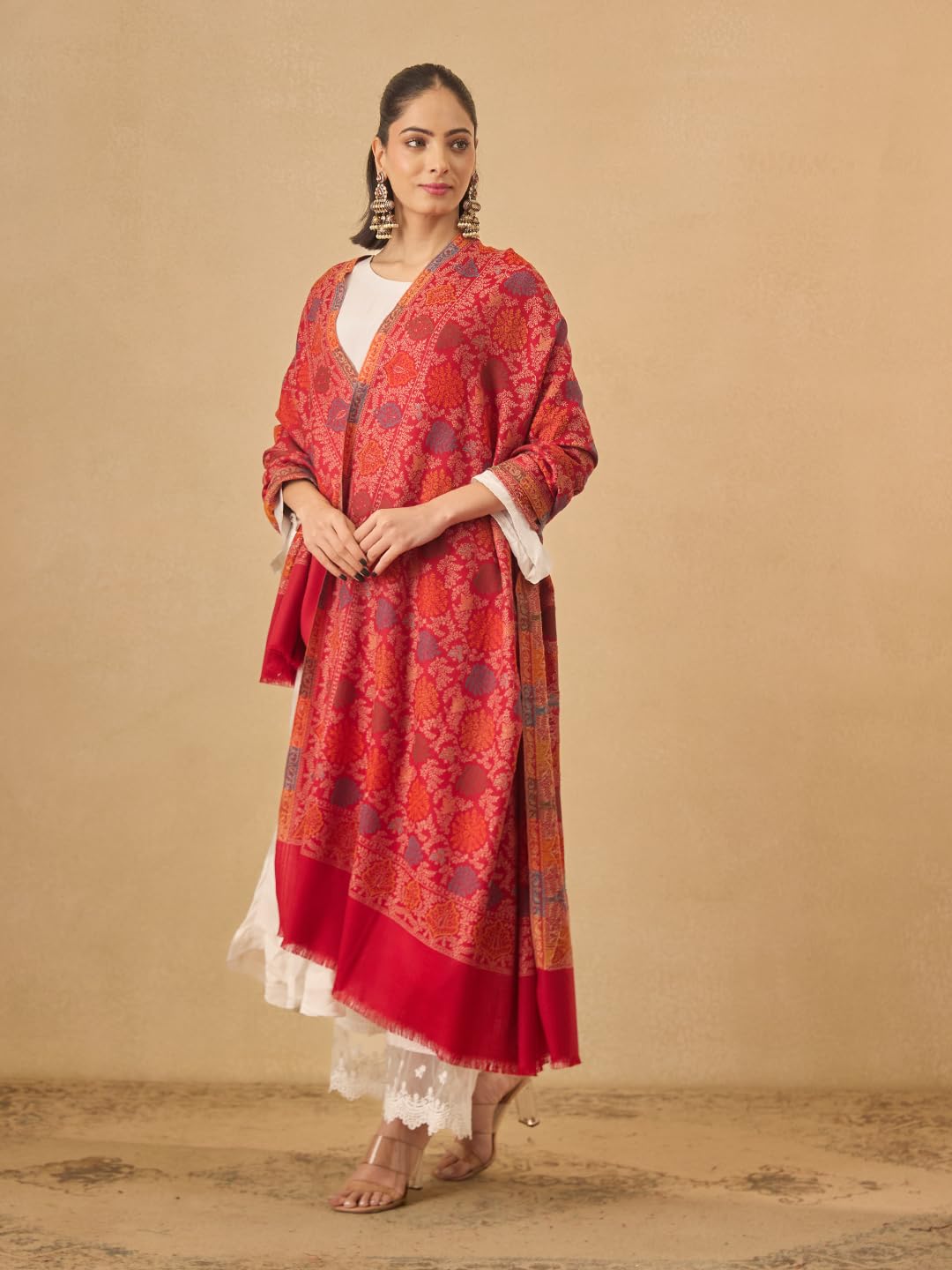 Pashmoda Women Nazrana Kashmiri Jamawar Woven Design Shawl (Size: 40x80in, 101x203cm) SECS57
