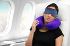 Restify Premium Memory Foam Travel Neck Pillow with Eye Mask | Soft Velvet U Shape Neck Support Cushion for Flight, Airplane, Car & Office Travel | Portable Pillow for Men & Women | Maroon