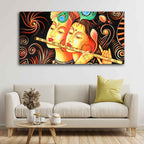 VIBECRAFTS Canvas Paintings for Living Room Drawing Room Radha Krishna with Flute Canvas Big Wall Painting Wall Art Fitted with Wooden Frame for Home|Office|Gift(PTVCH_2241N)
