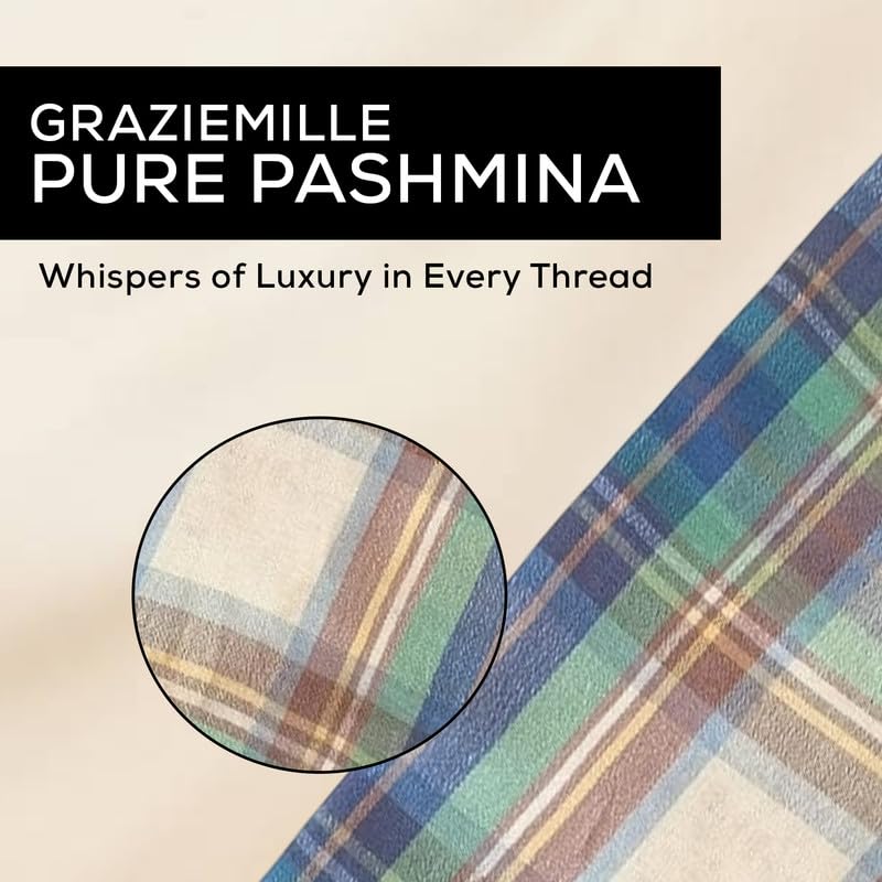 Graziemille PURE PASHMINA IN SILK/CASHMERE IN Pashmina multi blue