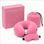 Gift for You Personalized Neck Pillow Eye Mask Combo Airplane Travel Pillow with Comfortable Velvet Sleeping Eyemask Head Rest Pillow (Black Neck Pillow with Eye Mask)