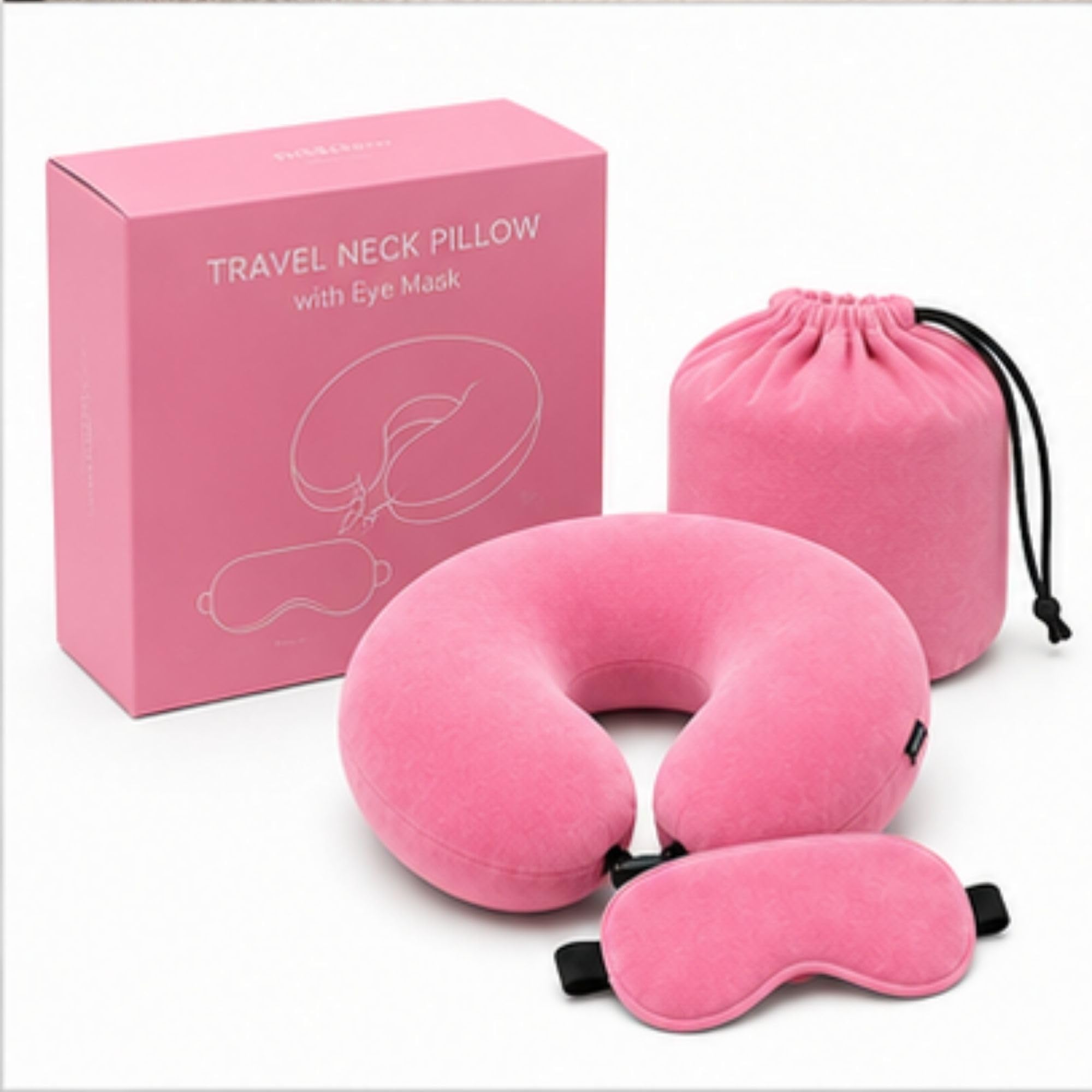 Gift for You Personalized Neck Pillow Eye Mask Combo Airplane Travel Pillow with Comfortable Velvet Sleeping Eyemask Head Rest Pillow (Black Neck Pillow with Eye Mask)