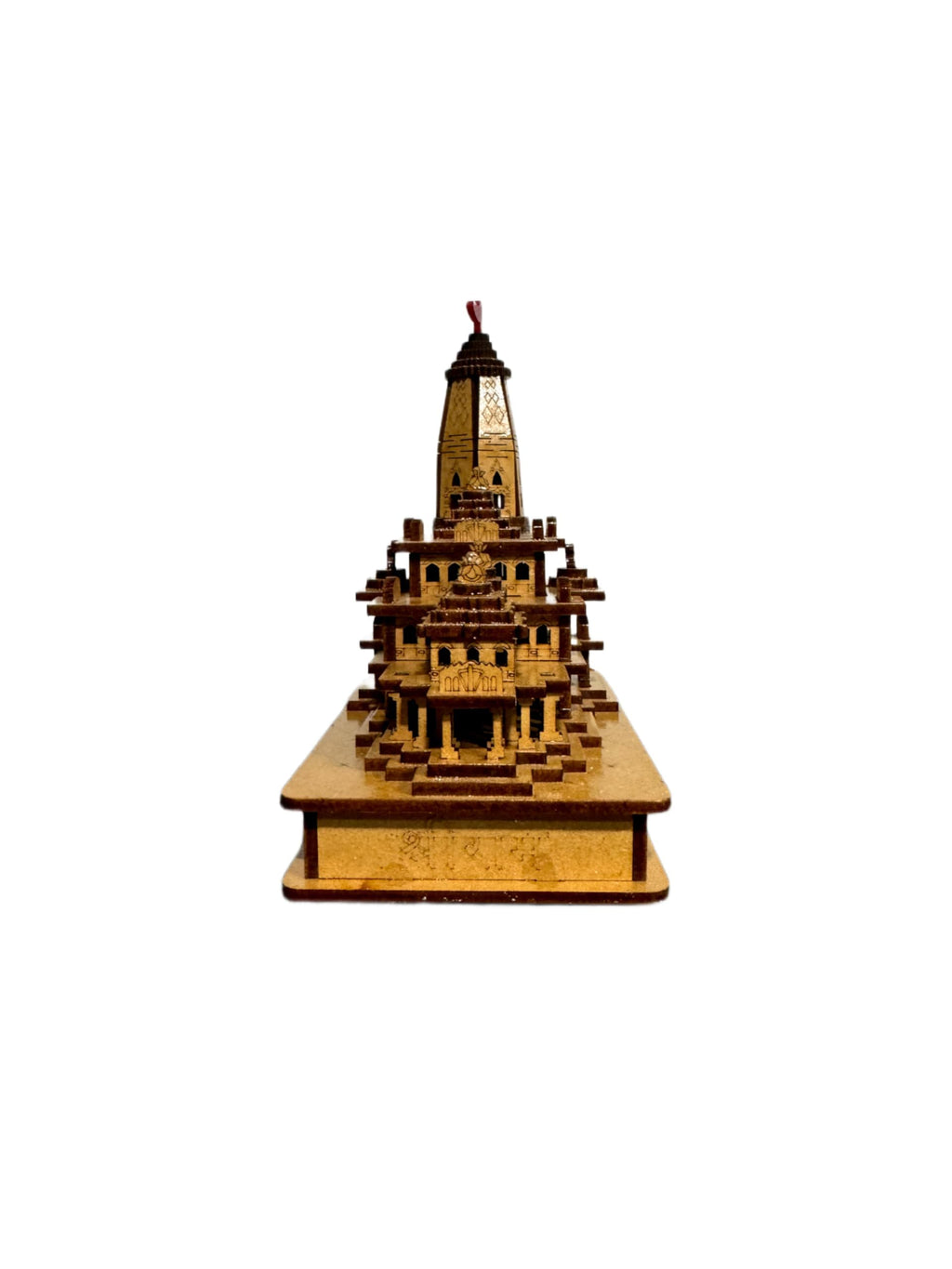 eXme Ram Mandir Wooden Miniature Temple Statue – Handcrafted Lord Ram Mandir Idol for Home, Office, Car Dashboard & Gifting | Spiritual Decor Showpiece (W 8 x D 14 x H 14.5 cm)