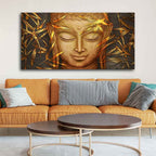 VIBECRAFTS Canvas Paintings for Living Room Drawing Room Gautam Buddha With Serene Smile Canvas Wall Painting Fitted With Wooden Frame For Home | Office | Living Room | Gift (PTVCH_2491)