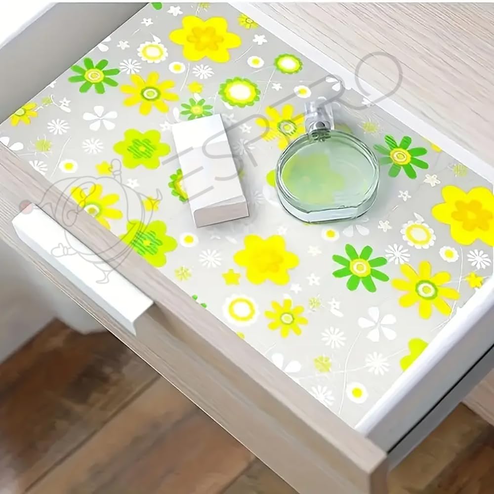 ESPERO Fridge Mats, Kitchen Mat EVA Food Grade Multipurpose Washable Anti Slip Mat/Sheet for Fridge, Shelf Liners for Kitchen Shelves, Table, Kitchen Drawer mat - 300 x 45 cm (Mix Flowers) Kafalo