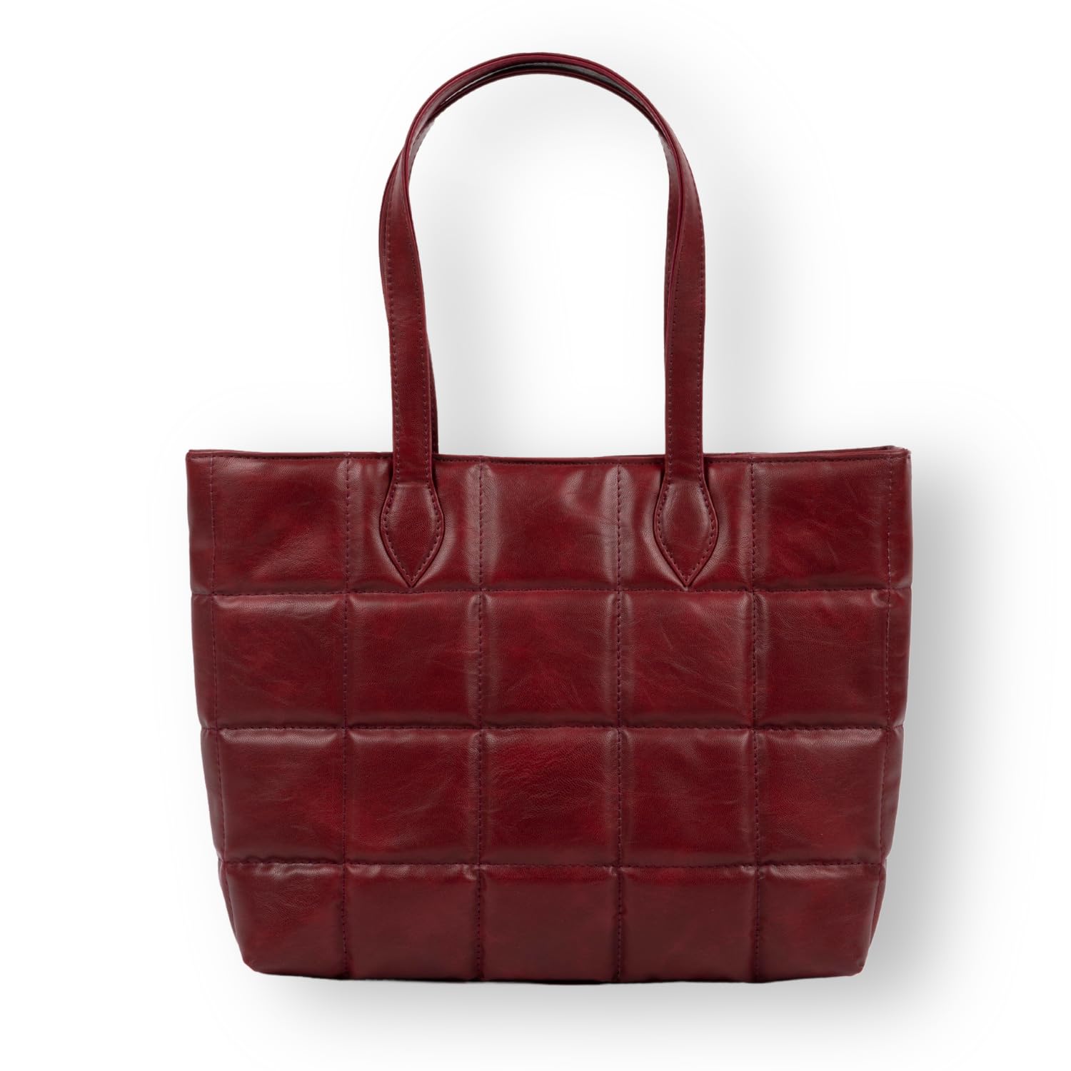 The Gusto Genuine Vegan Leather Quilted Womens|Ladies Stylish Shoulder Bag|Tote Bag|Hand Bag with Zip for Casual|Office|College|Travel Use-(Maroon Color)