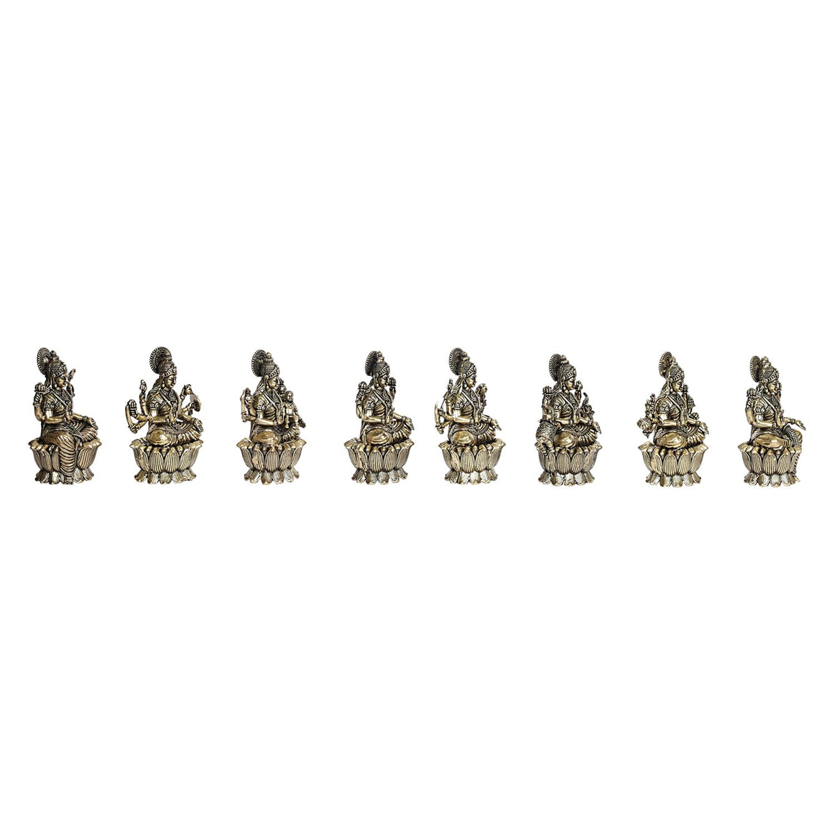 ARTVARKO Brass Ashtalakshmi Laxmi Set of 8 Pcs Ashta Lakshmi Luxmi for Home Office Décor Gift 3 Inch
