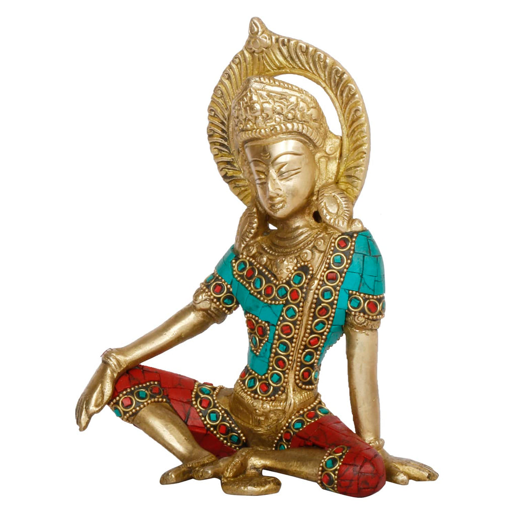 ARTVARKO Lord Indra Dev Brass with Inlay Mahavastu Rain God, Inder Dev, Vastu Remedy FengShui, Figurine Religious Showpiece for Temple, Office Table and Home Décor 7 Inch