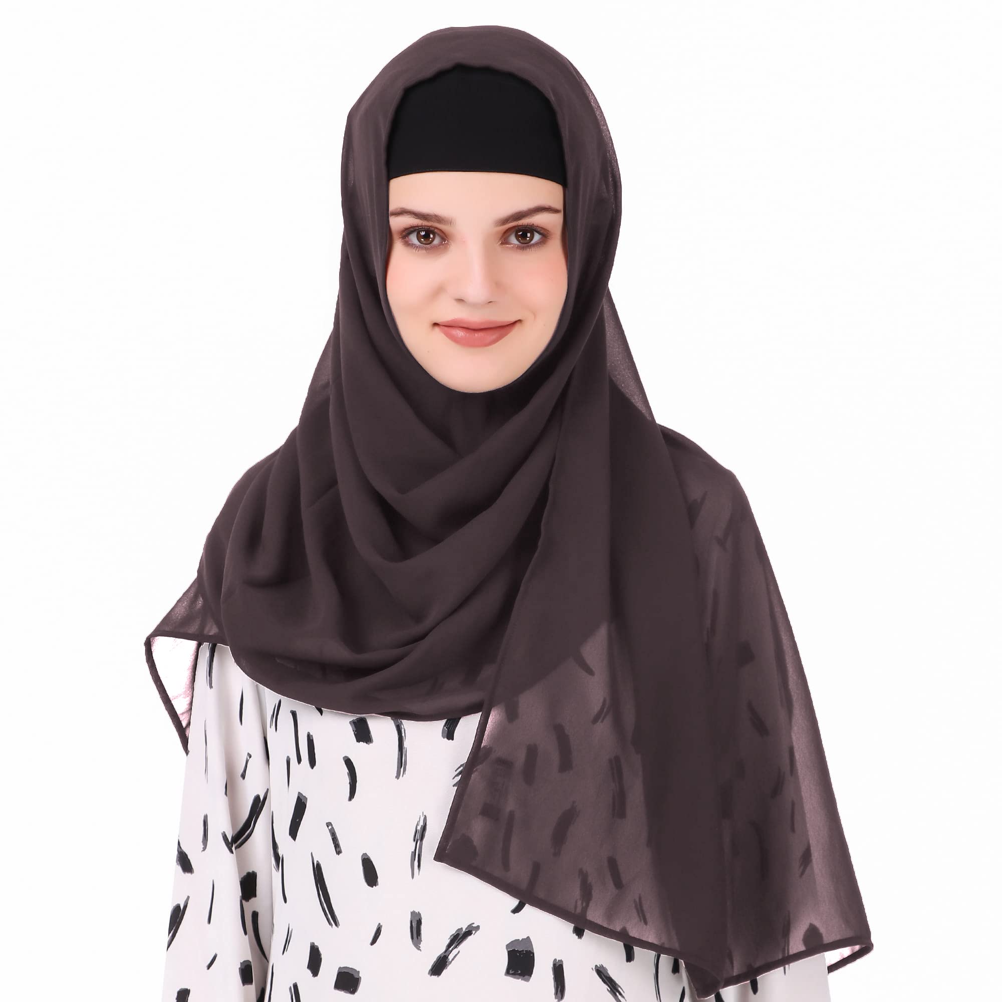 MyBatua Long Hijab in Breathable Soft Georgette large Head Wrap, Wholesale Price, 1pc Scarf HJ-020 (100x225 cm, Chocolate Brown)