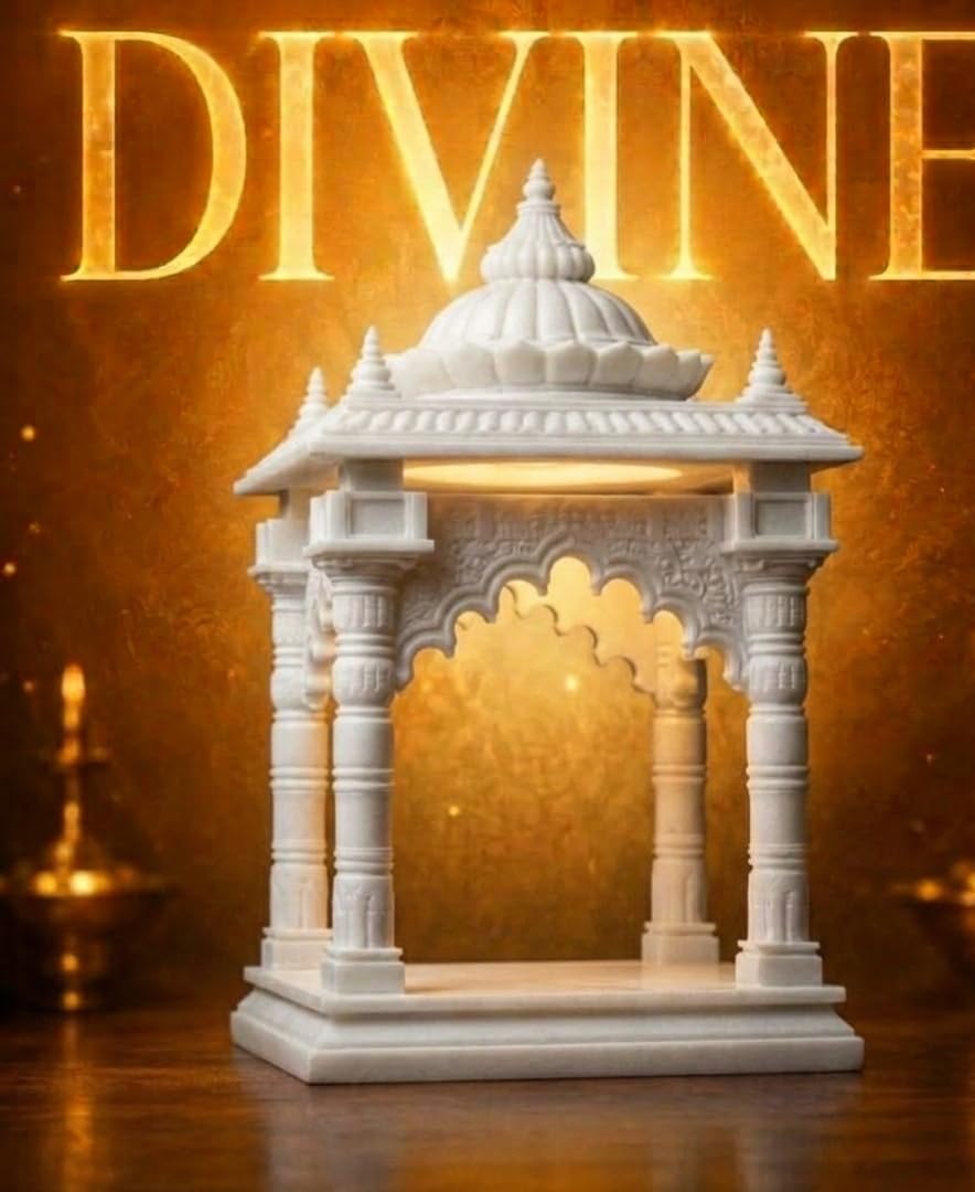 Hindu Temple Mandir 3D Printed Plastic (White, Medium)