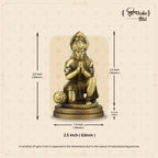 Shilpkala 2.5 Inch Brass Ultra Fine Hanuman Ji Brass Bajrangbali Idol for Car Dashboard & Travel Blessings