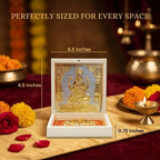 House Of Wemy Gold Plated Laxmi Pocket Temple for Pooja Room | Lakshmi Divine Pooja Boxes with Photo Frame & Charan Paduka | Diwali Gift & Home Decor (Medium - White) 4.5 Inch - Pack of 1