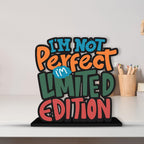Artvibes Wooden Idols and Figurine I Am Not Perfect Limited Edition Inspirational Quotes Table Decoration for Office Desk | Home Decor Item | Livingroom | Wood Showpiece Gift (Sp_1126N)