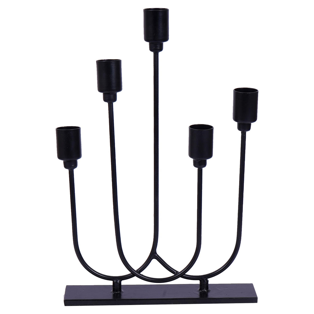 TIED RIBBONS Candle Holder Candlestick Holder Pillar Candle Stand for Home Decoration Dinner Table 5 Arms (Iron, 29.2 cm x 20.3 cm) - Decorations Items for Home Office Gifts Item