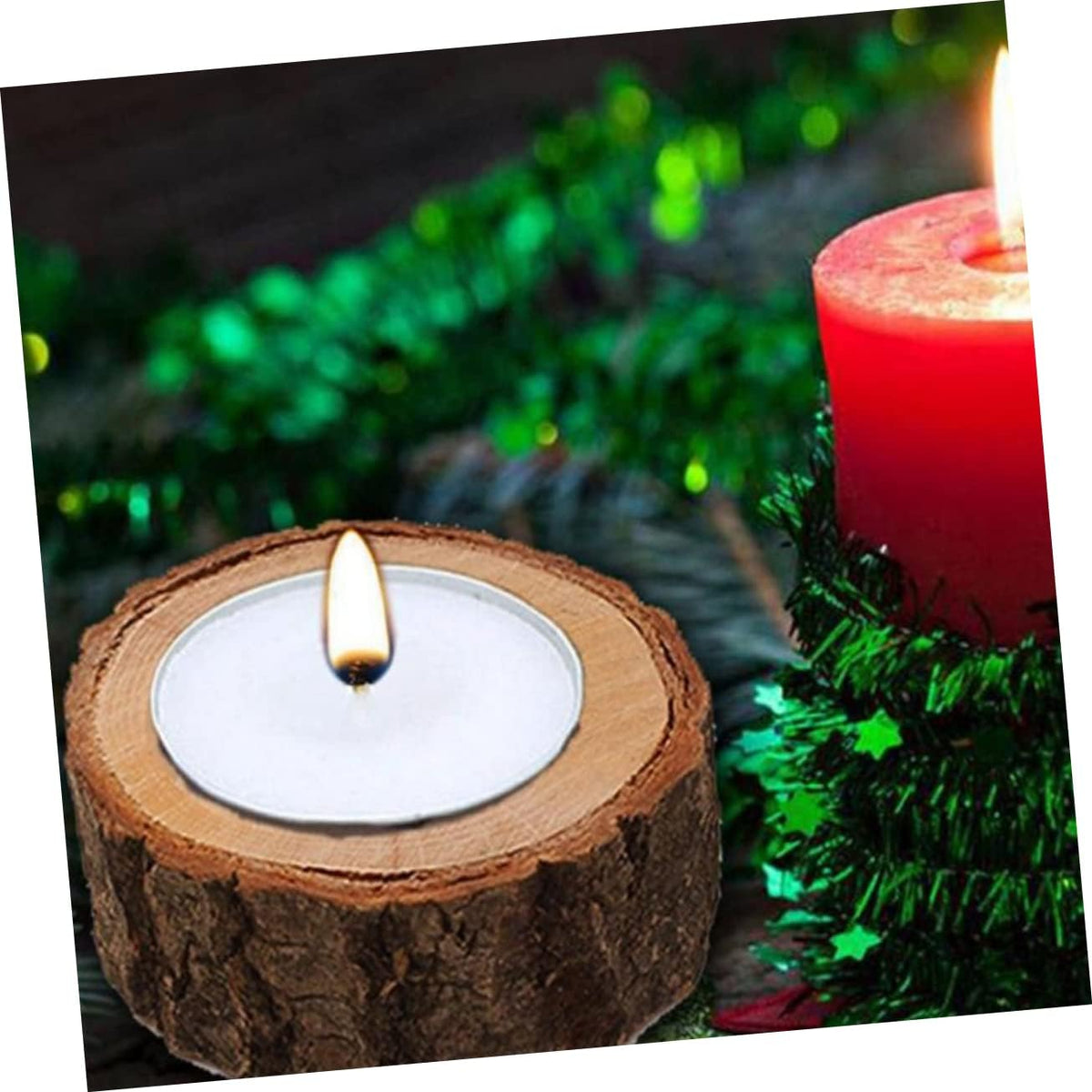 Rustic Wooden Candle Holder - Natural Wooden Stump Candlestick for Home Dcor & Events