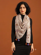 tweedle Pure Cotton Summer Scarf for Women,soft, Printed, Breathable Stole for Sun and Wind Protection - Vrem/Brown