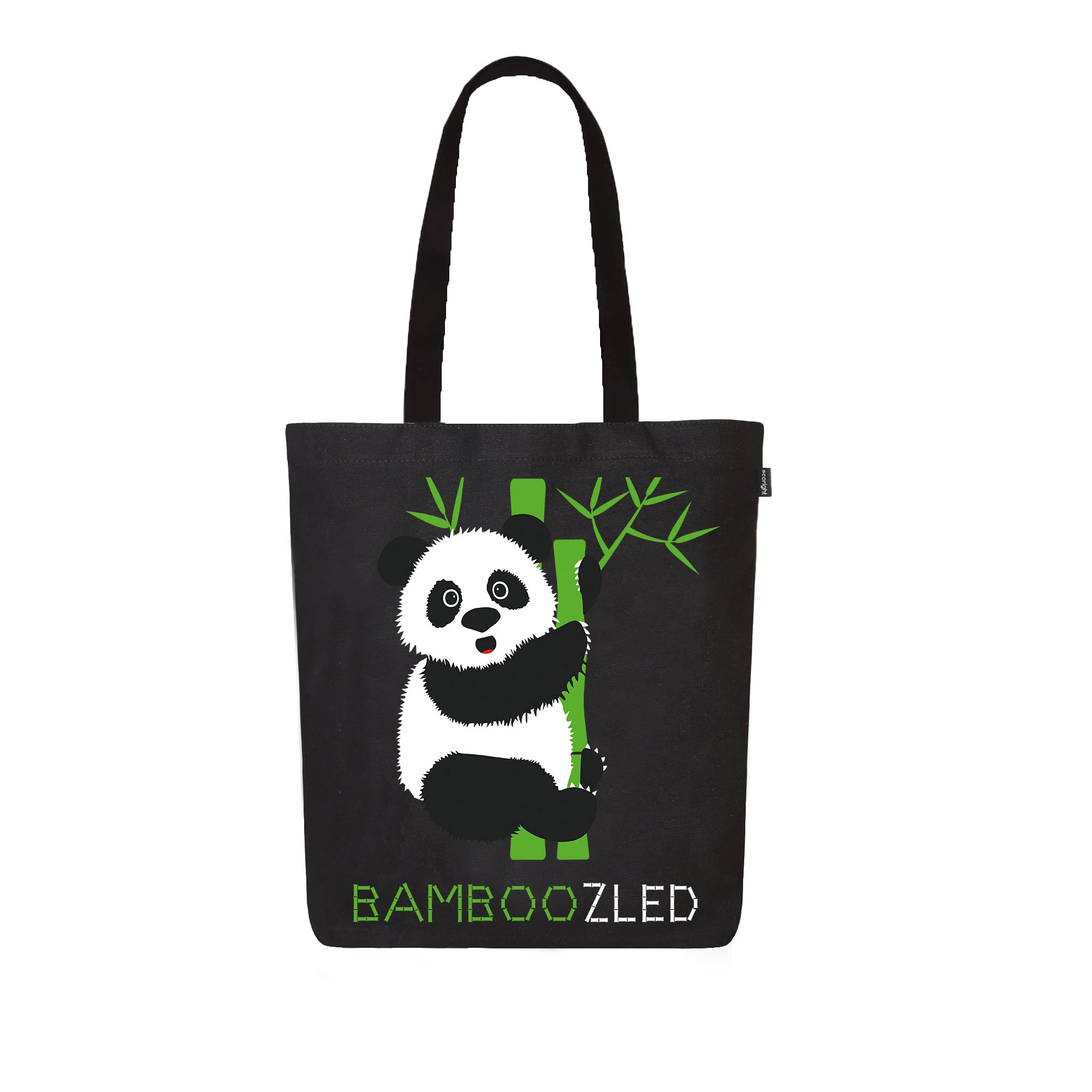 Eco Right Canvas Tote Bags for Women with Zip, College Bag for Girls, 100% Organic Cotton Tote Bag for Shopping, Travel & beach bags for women (Bamboozled Panda)