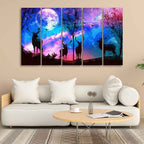 VIBECRAFTS Deer Silhouette Colorful Sky Wall Painting of Five Pieces For Home|Office|Living Room|Gift (PTVC5Pcs4_8675)