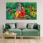 VIBECRAFTS Radha Krishna in Forest Wall Painting Set of Five Pieces For Home|Office|Living Room|Gift (PTVC5Pcs4_8650)
