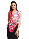 Ravaiyaa - Attitude is everything Women's Crepe Silk Digital Print Large Square Scarf Breathable Lightweight Neckerchief Printed Headscarf 40 x 40 Inch (Pink Crown)