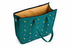 Vaishnavi Creations Solapur | Embroidered Cotton Tote Bag for Women | Spacious Handbag | Eco-Friendly Shoulder Bag for Office, Shopping & Daily Use | Teal-Green