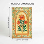 ATRANGI STUDIO Kesari Handpainted Wooden Wall Frame | Rajasthani Traditional Craft | Decorative Floral Wall Hanging Art for Living room, Bedroom, Office | 12×18 Inch, Saffron
