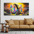 VIBECRAFTS Premium Running Horses Canvas Wall Painting Abstract Art With Frame for Living Room Drawing Room Home|Office|Gift (PTVCH_2202N)
