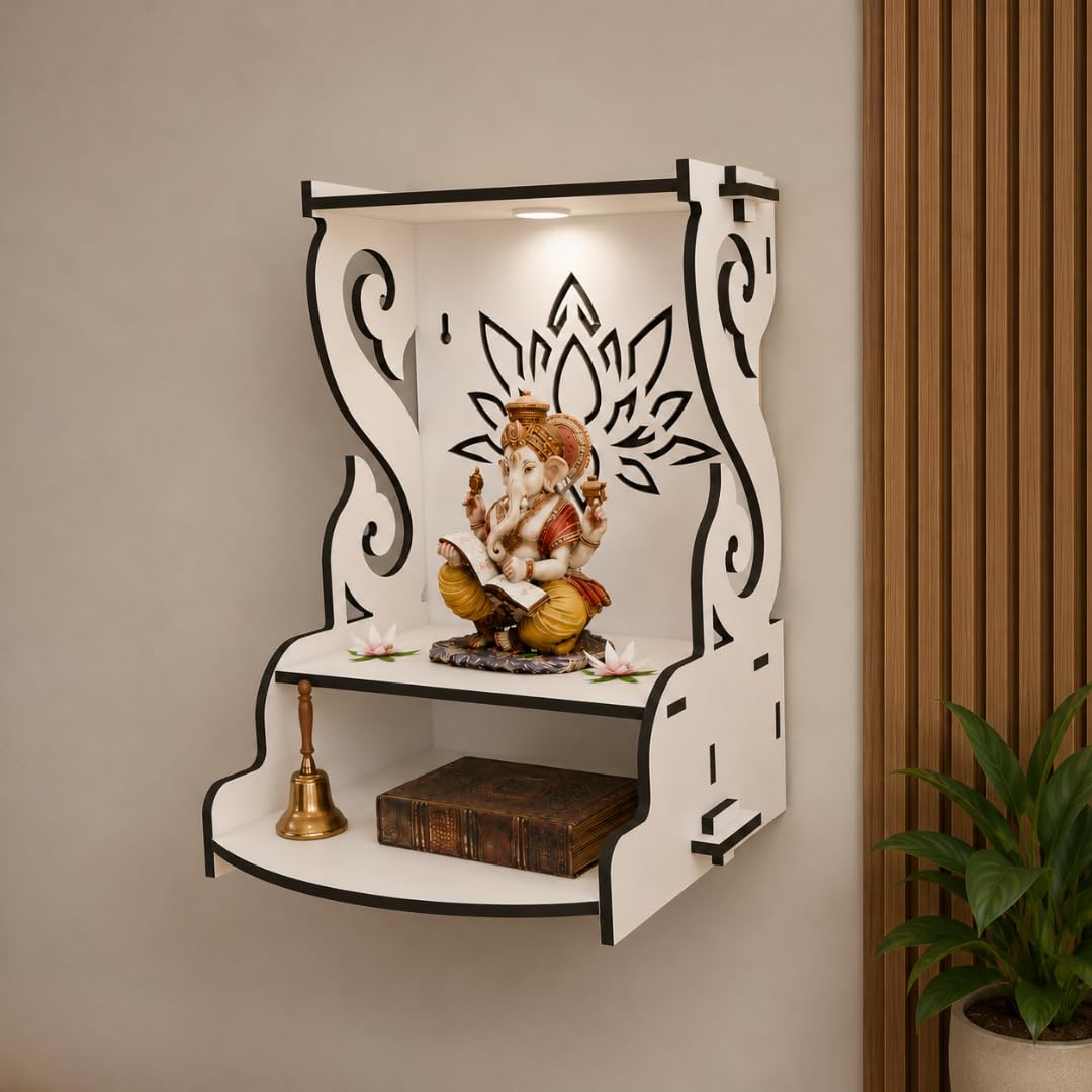 NIVED GODAVARI Engineered Wood Mandir, White