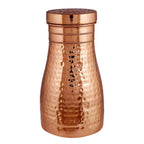 KC Pure Copper Designer Copper Water Bottle | Pitchers | Water Jug | Bedroom Jar | Bedside Bottle Carafes with Tumbler/Glass with Lid 1250 ML (Hammered)