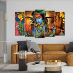 VIBECRAFTS Classic Krishna Premium Wall Painting Set of Five Pieces For Home|Office|Living Room|Gift (PTVC5Pcs2_6590)