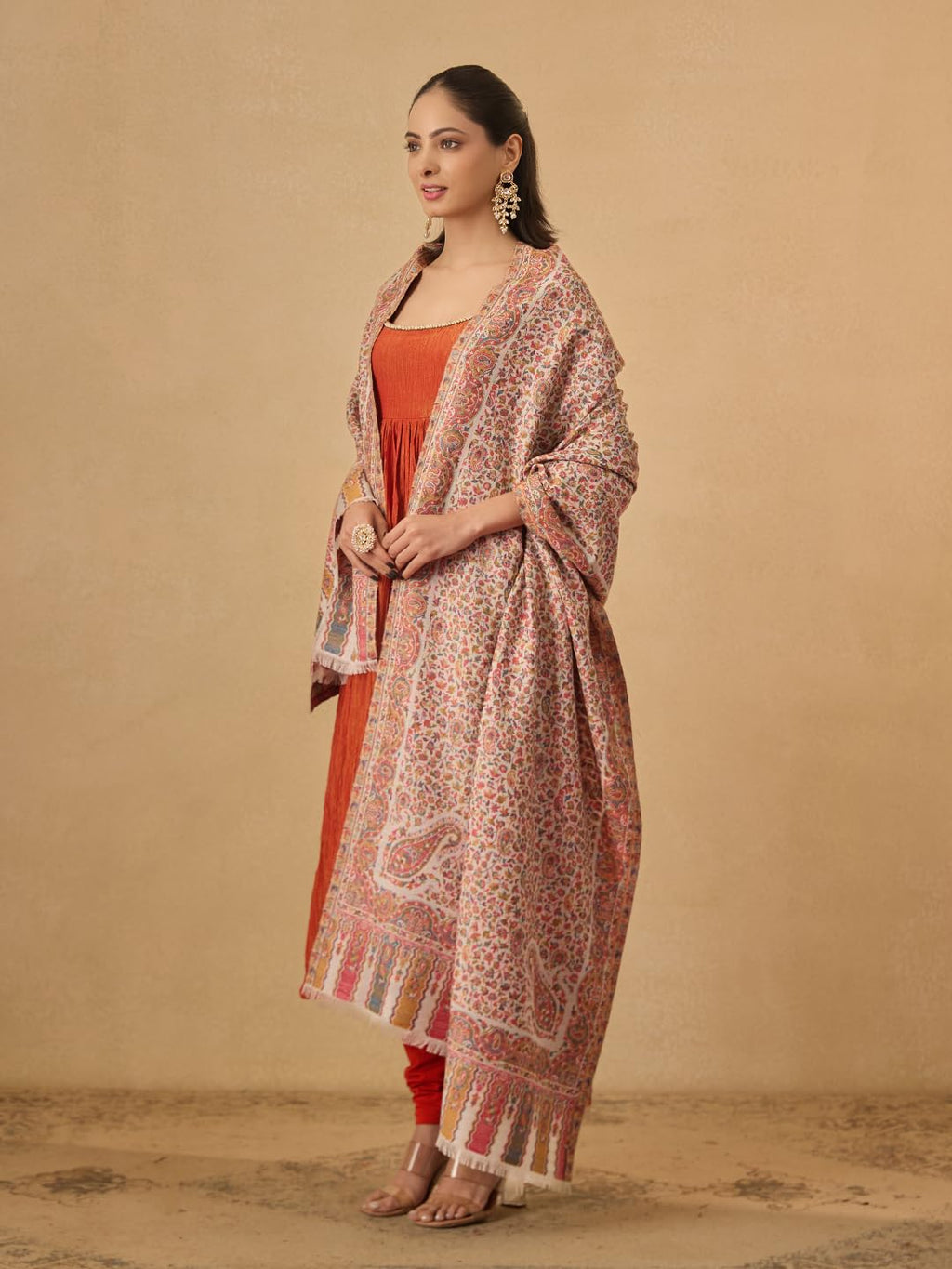 Pashmoda Women Mehak Kaani Wool Blend Kashmiri Shawl (Size: 40x80in, 101x203cm) RSS42