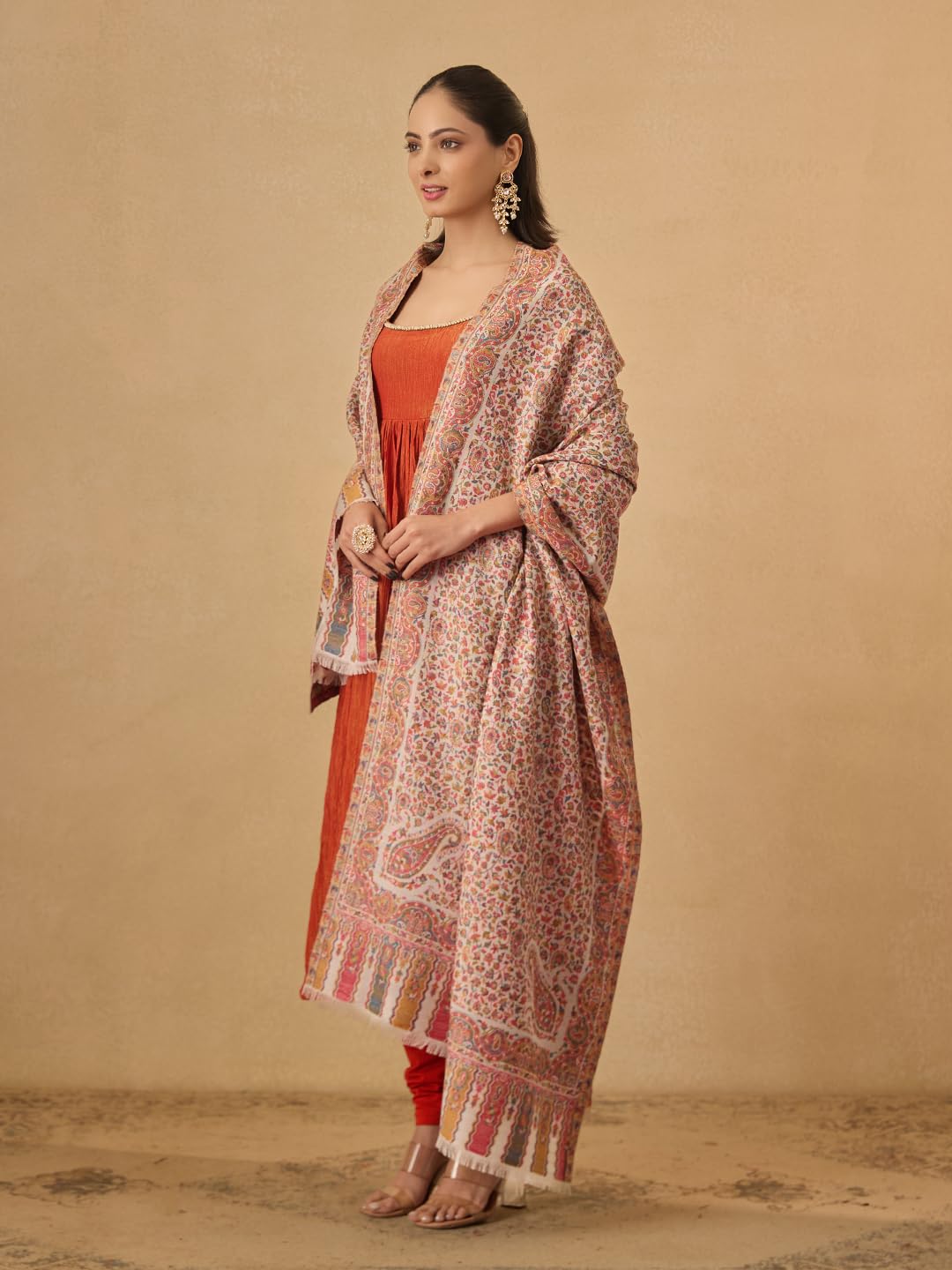 Pashmoda Women Mehak Kaani Wool Blend Kashmiri Shawl (Size: 40x80in, 101x203cm) RSS42