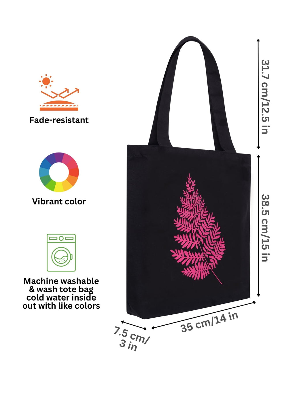DOODLE Womens Eco-Friendly Reusable Cotton Canvas Tote Bag With Outer & Inner Zip Pocket |Travel, Shopping, College & Office Bag (Pink Fern)
